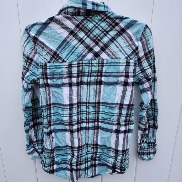 Aeropostale Flannel Shirt Women's Size XS Blue Plaid - Picture 6 of 7